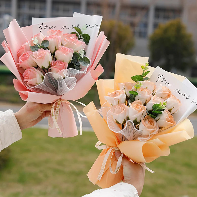 Eternal Soap Rose Bouquet Valentine Day Gifts Artificial Flowers Bouquet Graduation Bouquet Wedding Guests Gift Girlfriend Gifts