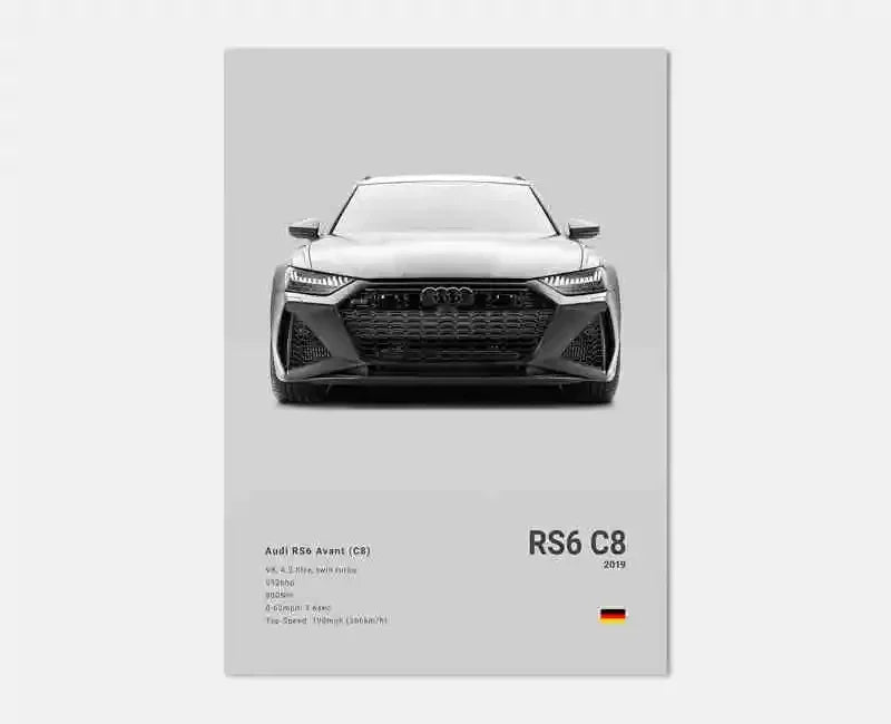 German Supercars Canvas Wall Art – RS3, R8, C8, GTR