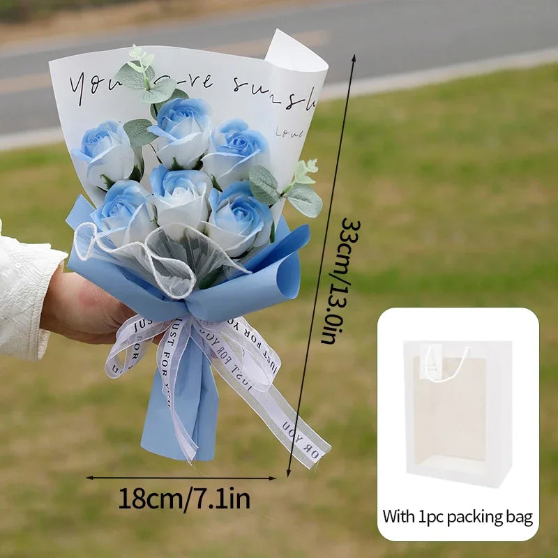 Eternal Soap Rose Bouquet Valentine Day Gifts Artificial Flowers Bouquet Graduation Bouquet Wedding Guests Gift Girlfriend Gifts