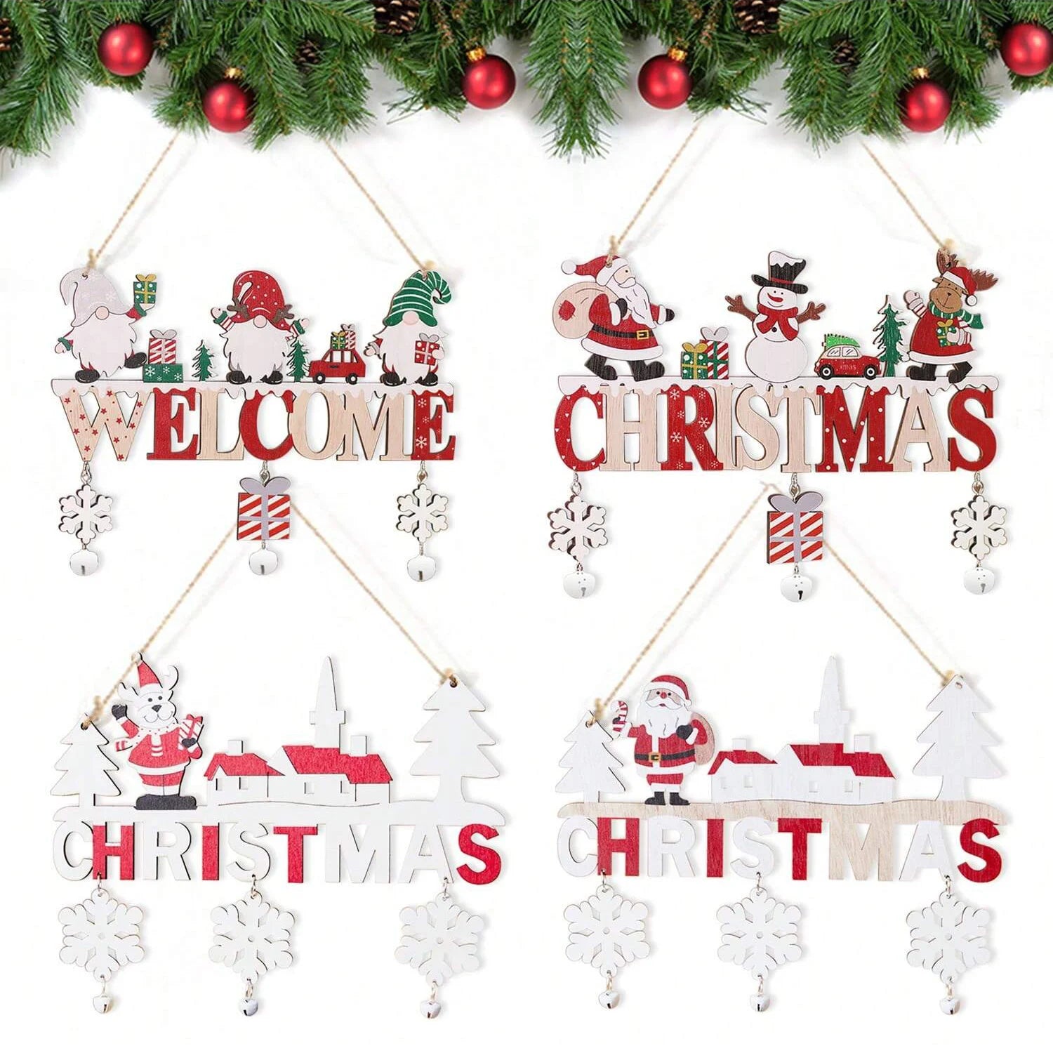 1PC Wooden Christmas Pendant