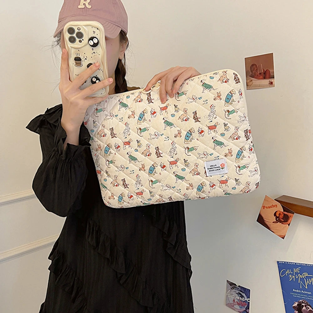 11/13/15 Inch Flower Pattern Laptop Sleeve Case Bag Shockproof Computer Cover Bag Laptop Protective Bag for MacBook Air Ipad