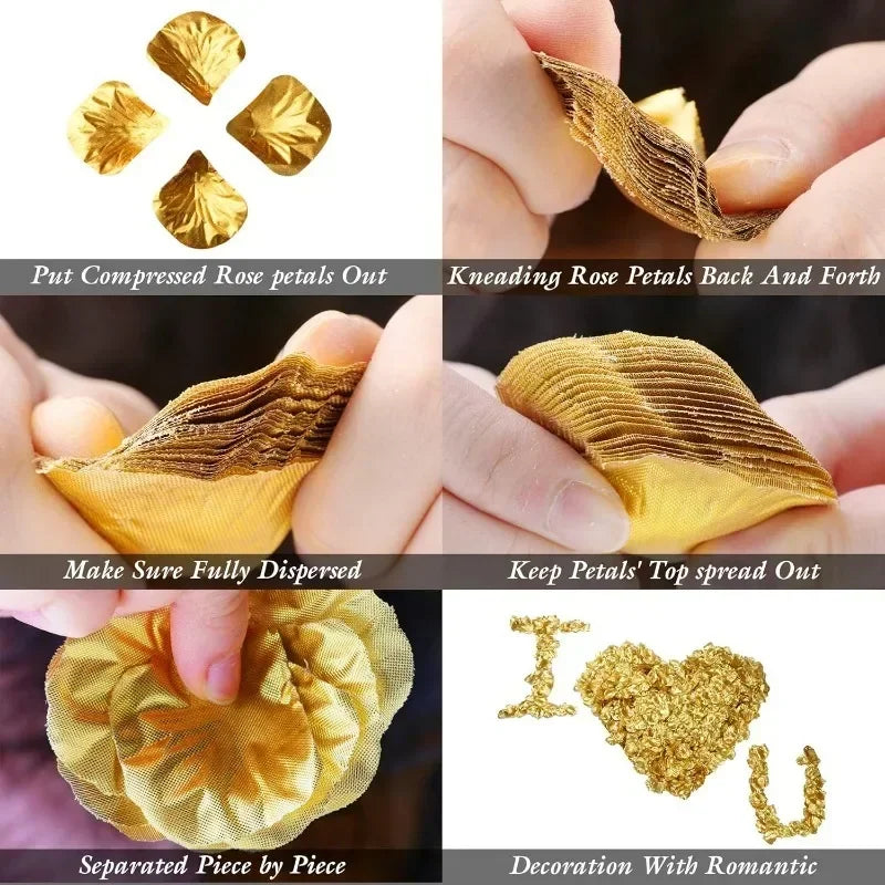 Artificial Silk Rose Petals – Multicolor & Gold