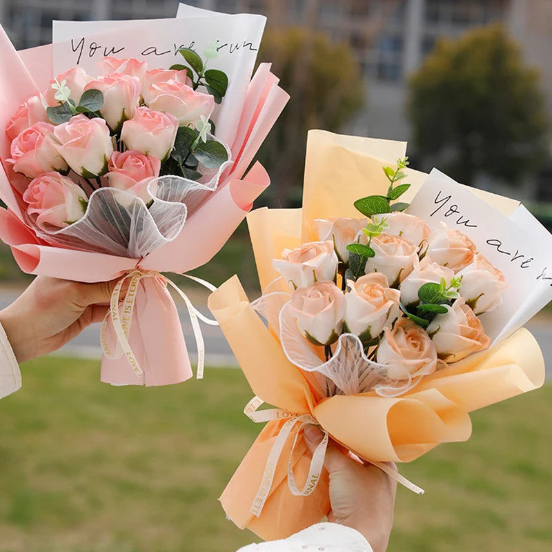 Eternal Soap Rose Bouquet Valentine Day Gifts Artificial Flowers Bouquet Graduation Bouquet Wedding Guests Gift Girlfriend Gifts