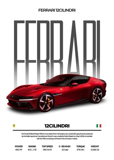 Red Performance Sports Car Canvas Wall Art