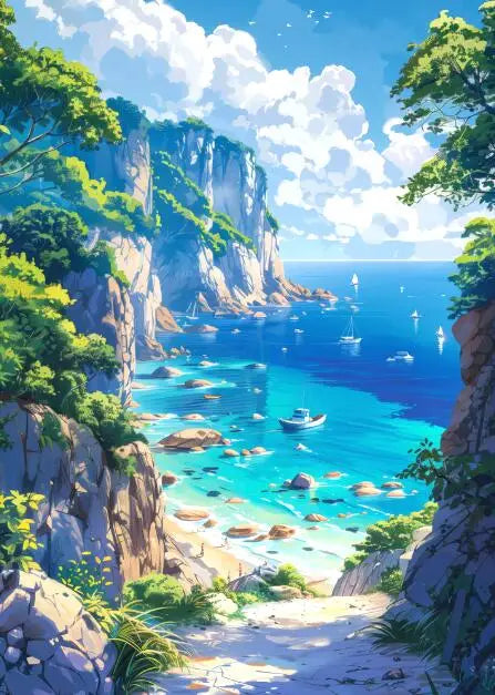 Blue Cabin Beach & Forest Canvas Wall Art