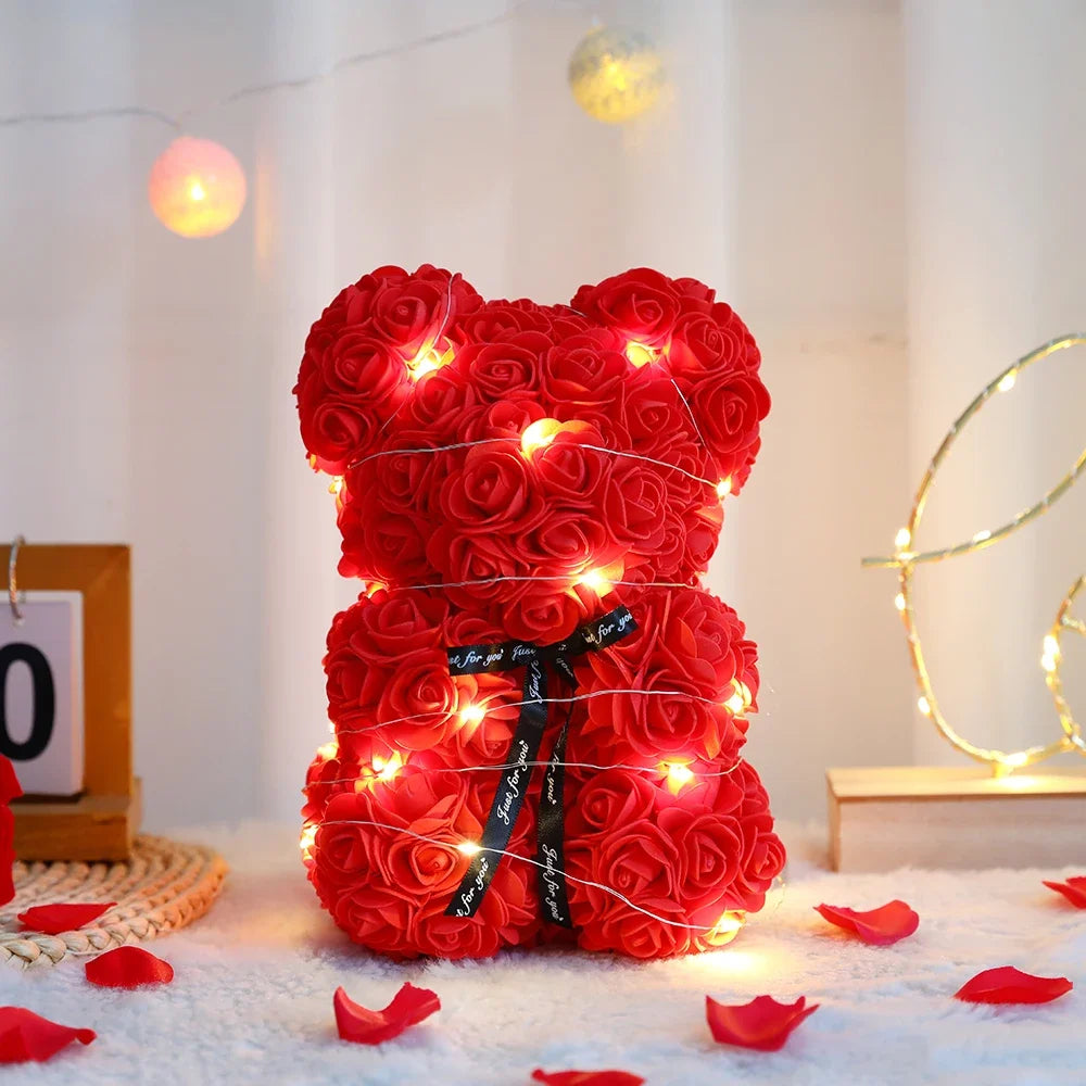 Teddy Rose Flower Bear with Gift Box