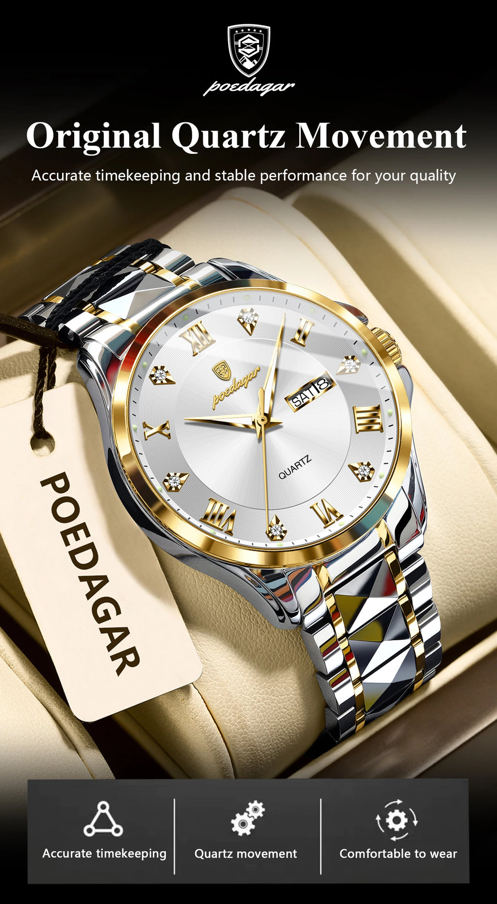 POEDAGAR Luxury Men's Quartz Watch