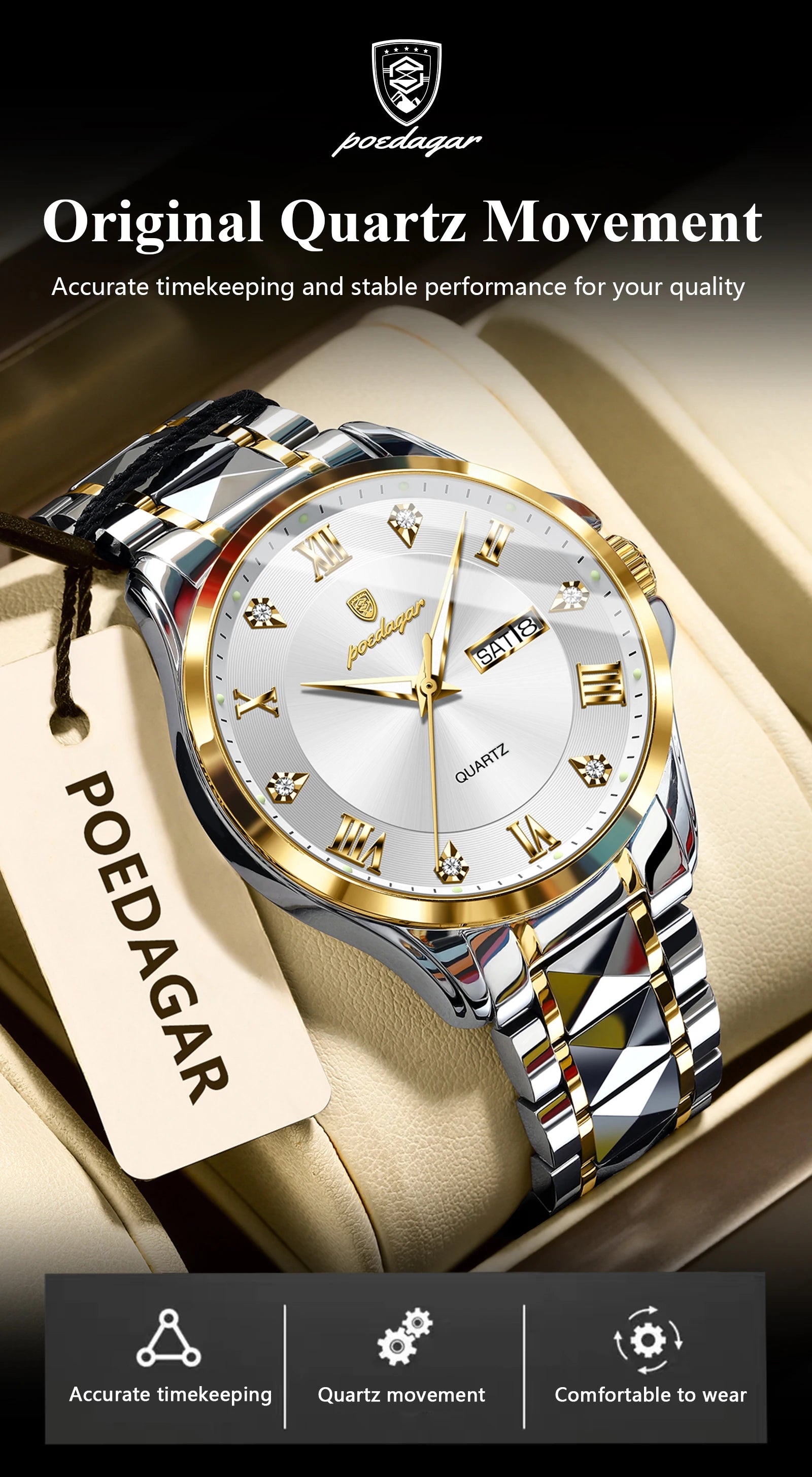 POEDAGAR Luxury Men's Quartz Watch