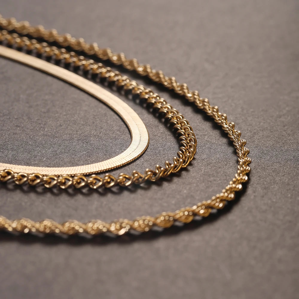 Golden Layers Statement Necklace Set