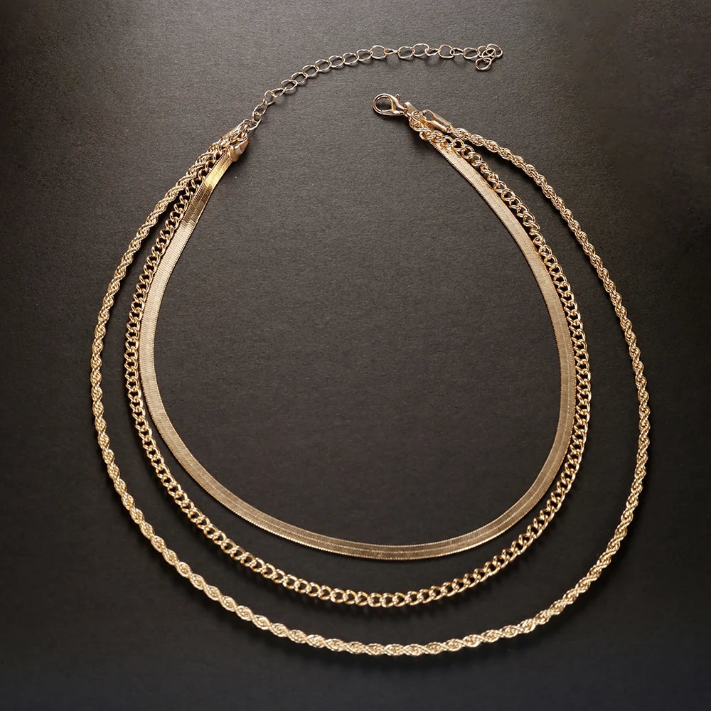 Golden Layers Statement Necklace Set