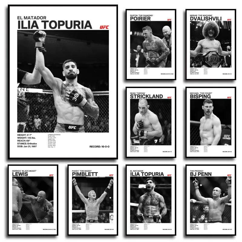 Black & White Boxing Legends Canvas Poster – Ilia Topuria