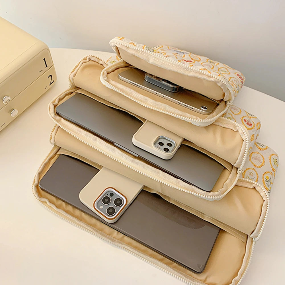 11/13/15 Inch Flower Pattern Laptop Sleeve Case Bag Shockproof Computer Cover Bag Laptop Protective Bag for MacBook Air Ipad