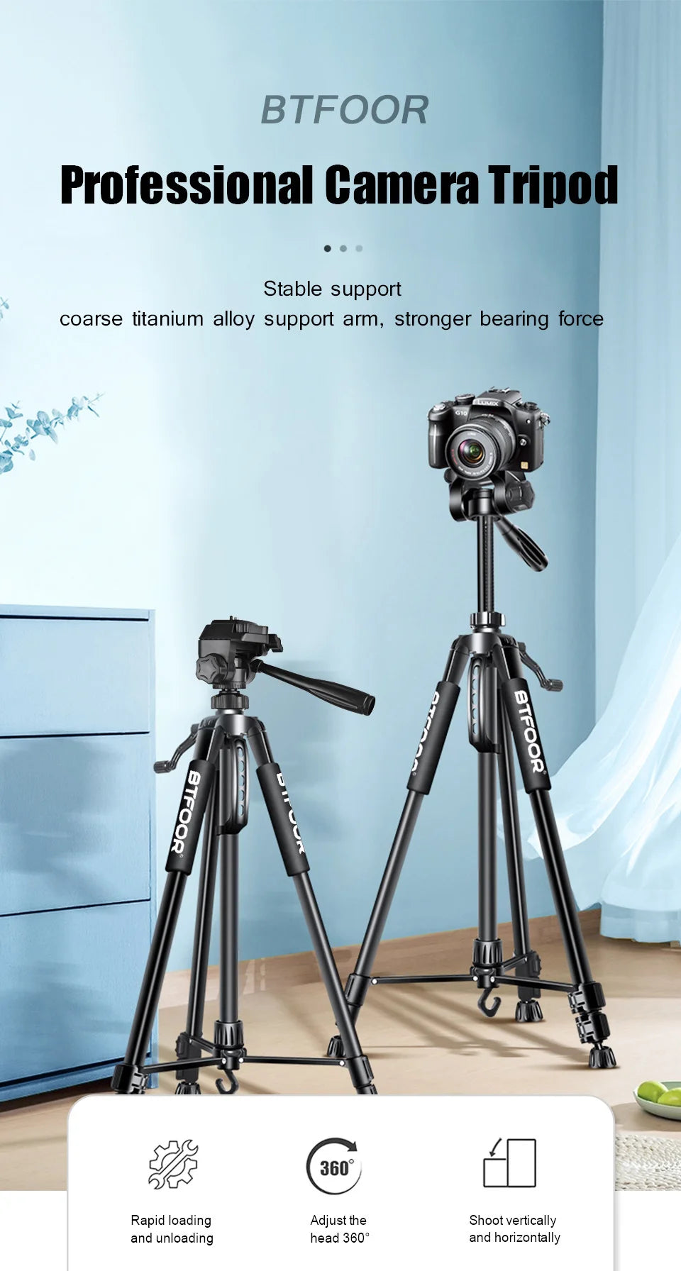 55" Aluminum Travel Self-Tripod for Cameras & Phones