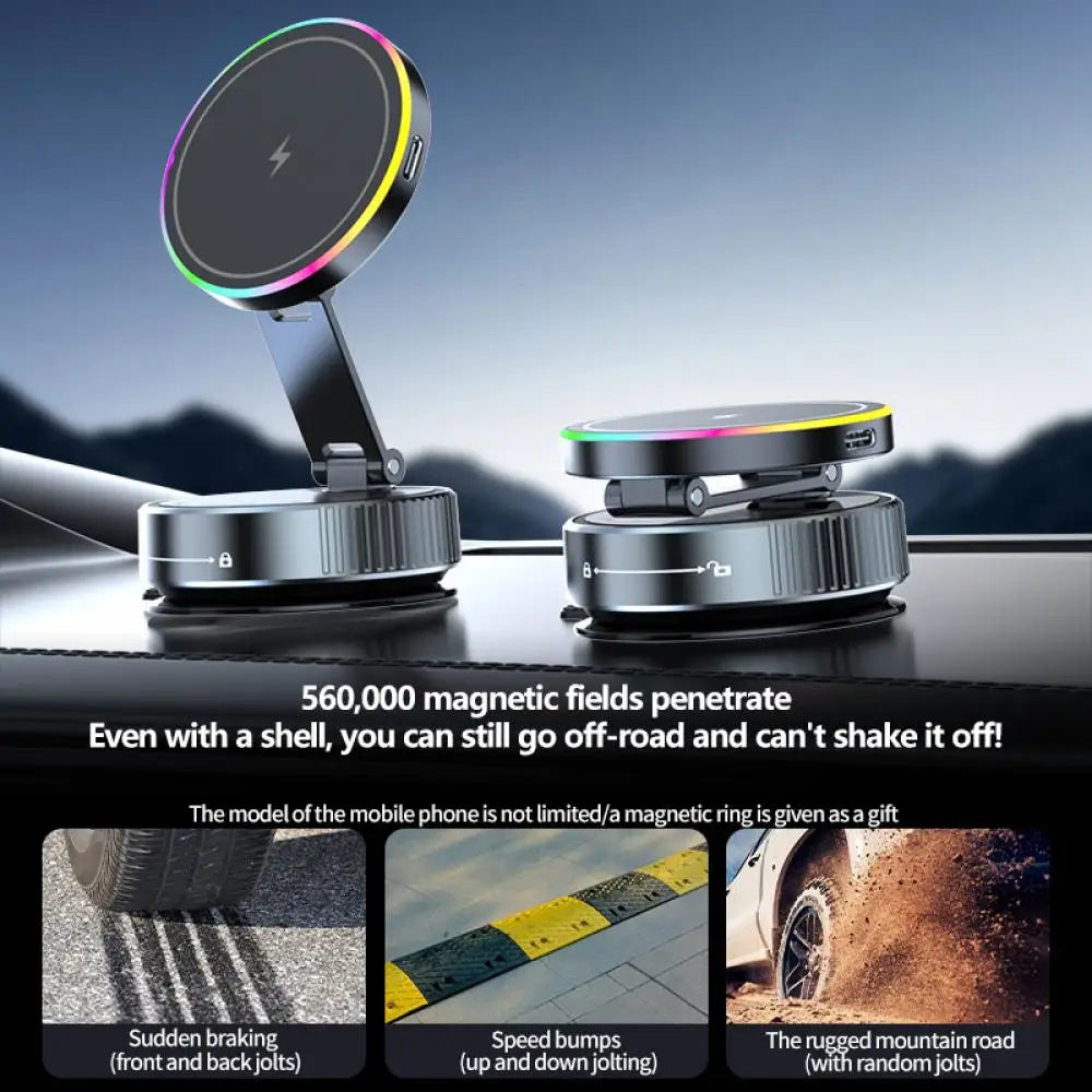 15W Wireless Charge 360 Degree Rotatable Vacum Car Holdermagnetic