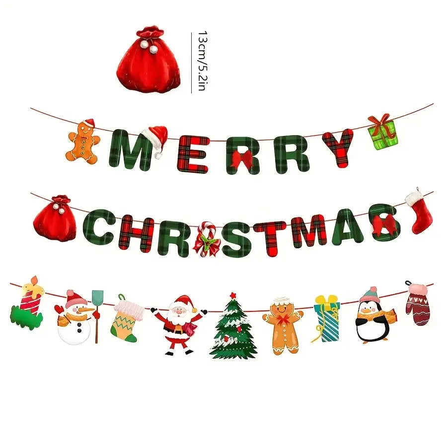 1 Set Merry Christmas Hanging Banners