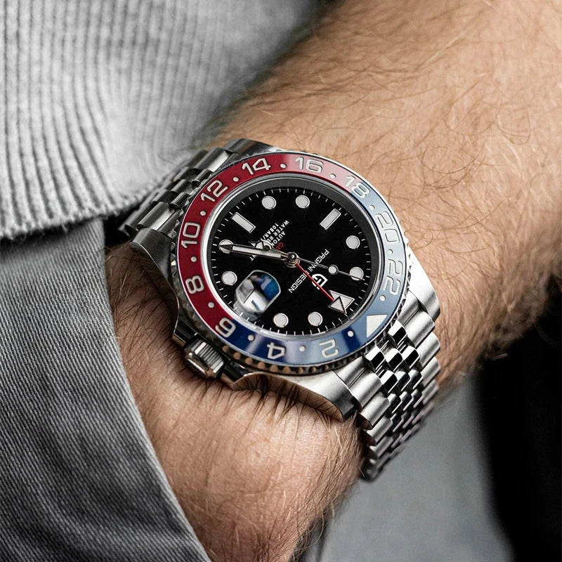 Luxury Automatic GMT Watch – 40MM Sapphire Steel Precision