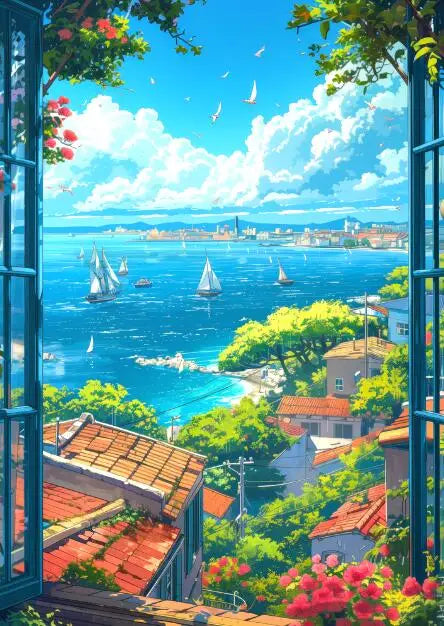 Blue Cabin Beach & Forest Canvas Wall Art