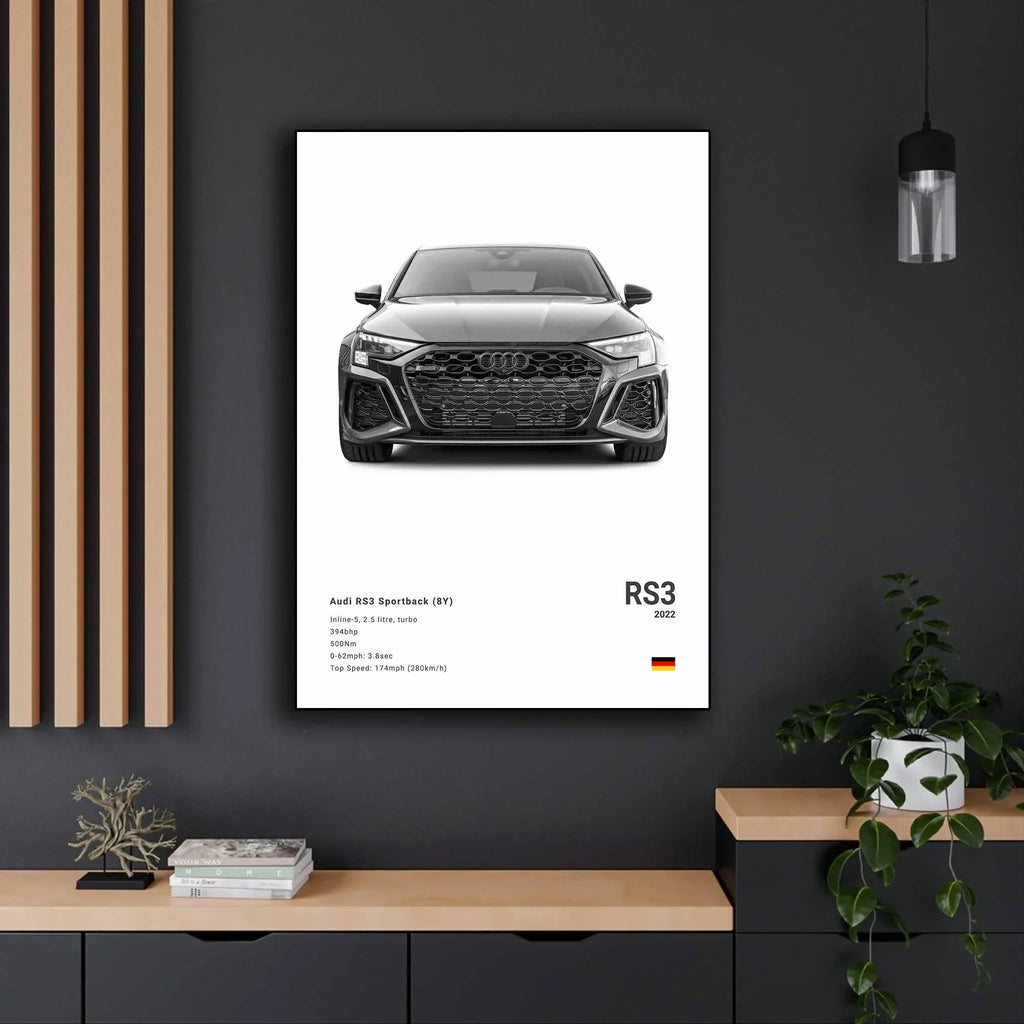 German Supercars Canvas Wall Art – RS3, R8, C8, GTR