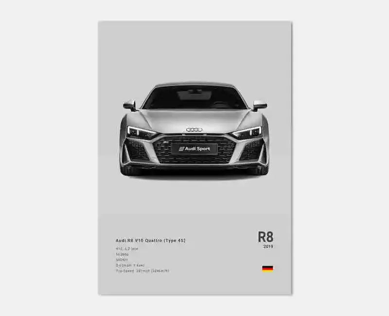 German Supercars Canvas Wall Art – RS3, R8, C8, GTR