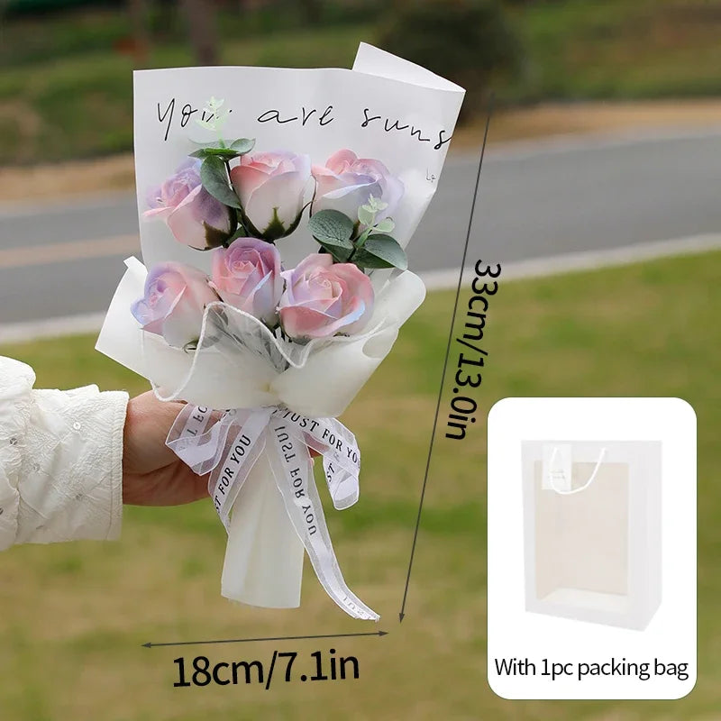 Eternal Soap Rose Bouquet Valentine Day Gifts Artificial Flowers Bouquet Graduation Bouquet Wedding Guests Gift Girlfriend Gifts