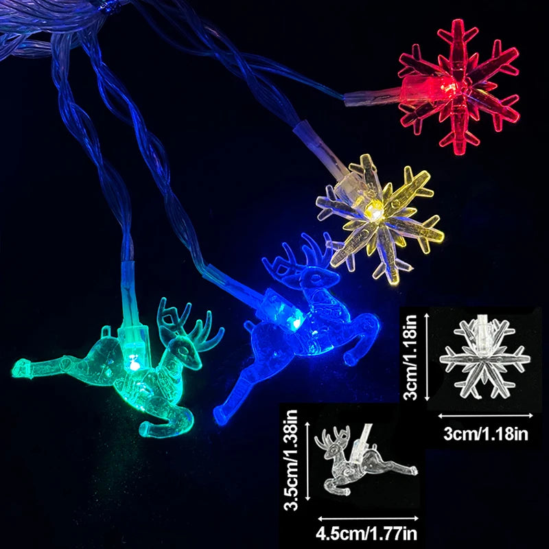 Christmas Colorful Snowflake & Star String Lights