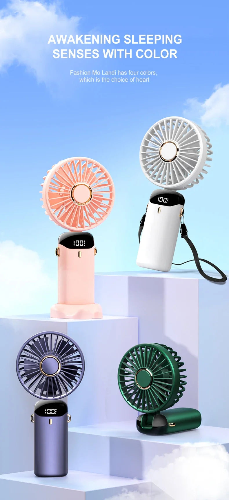 Portable Handheld & Neck Fan with Phone Holder