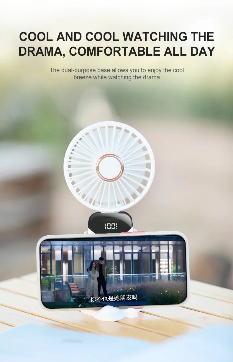 Portable Handheld & Neck Fan with Phone Holder
