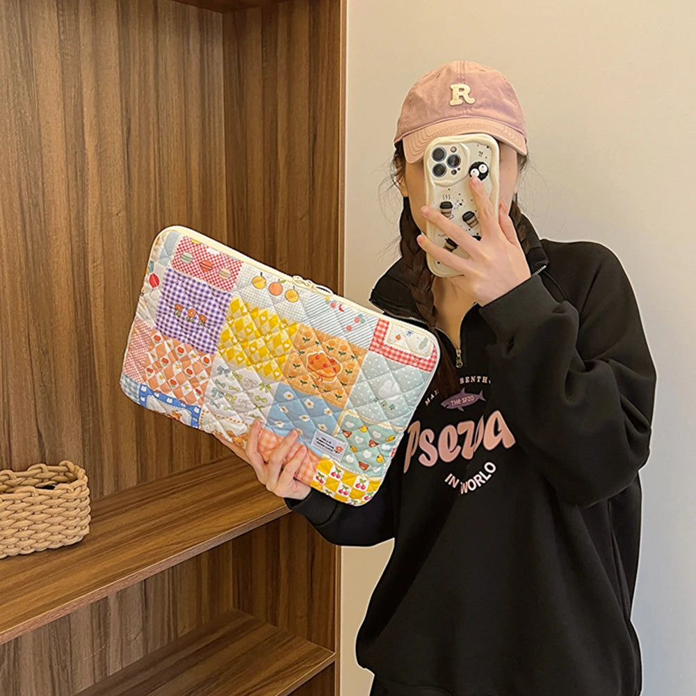 11/13/15 Inch Flower Pattern Laptop Sleeve Case Bag Shockproof Computer Cover Bag Laptop Protective Bag for MacBook Air Ipad