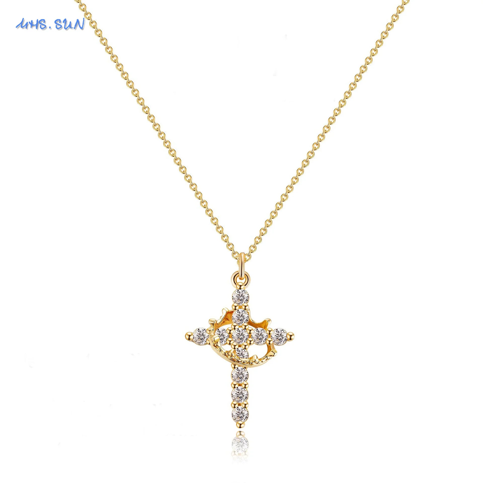 Rotatable Crown Cross Necklace