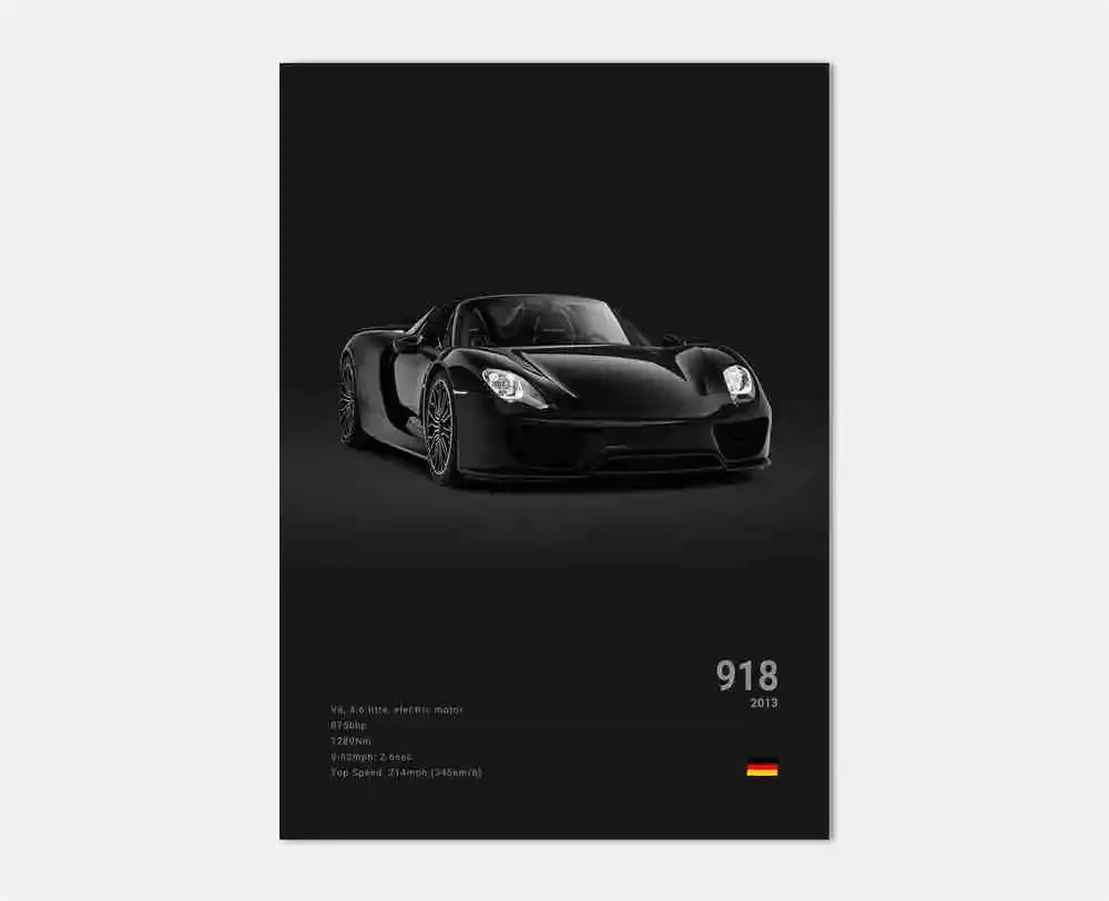 Black & White German Sports Car Canvas Poster – 911 GT3 RS Turbo