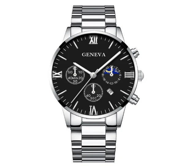 Men’s Fashion Quartz Watch & Accessories Set – 4PCS Elegance Collection