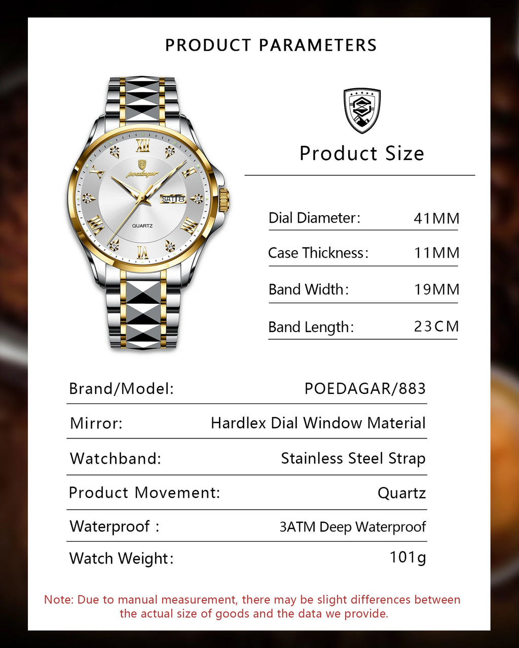 POEDAGAR Luxury Men's Quartz Watch