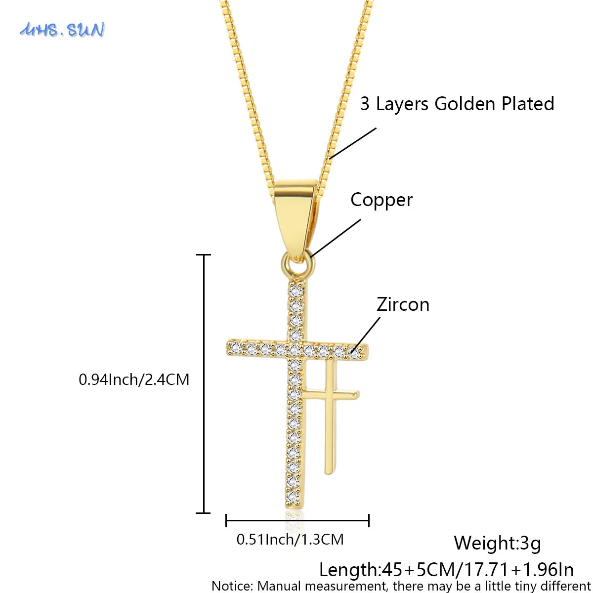Rotatable Crown Cross Necklace