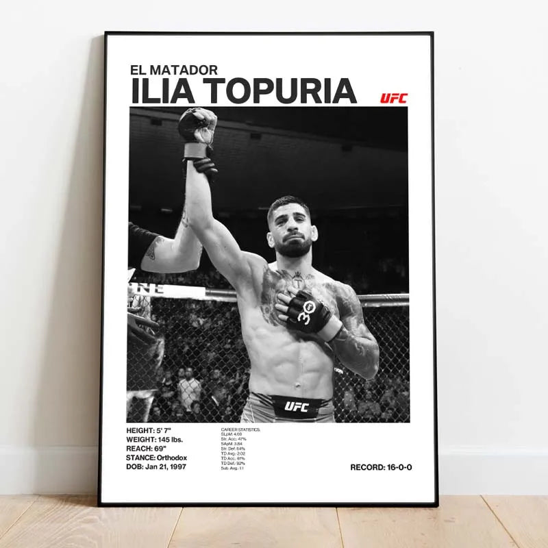 Black & White Boxing Legends Canvas Poster – Ilia Topuria
