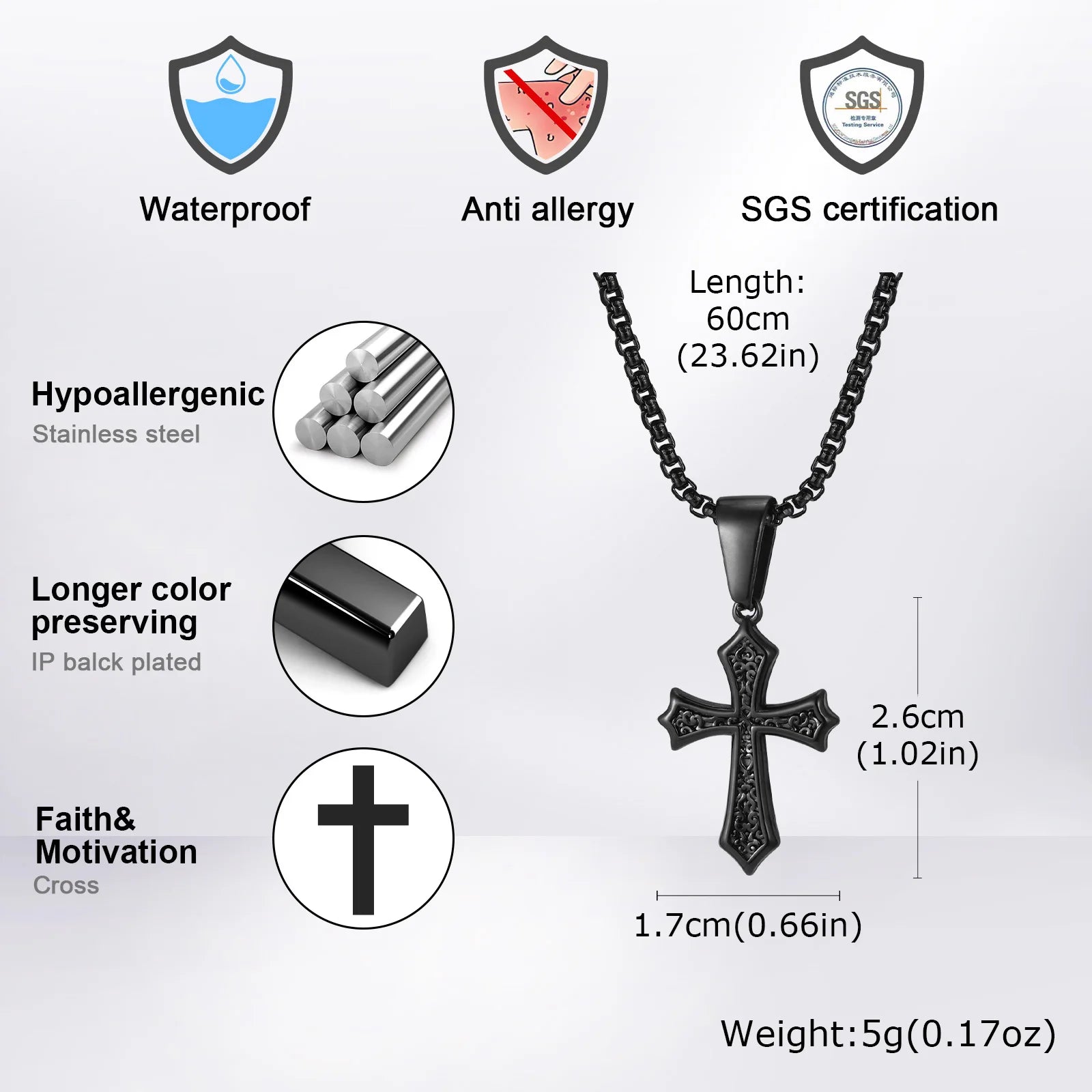 Hip Hop Cross Pendant Necklace