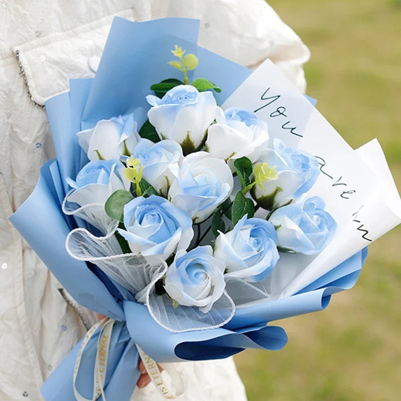 Eternal Soap Rose Bouquet Valentine Day Gifts Artificial Flowers Bouquet Graduation Bouquet Wedding Guests Gift Girlfriend Gifts