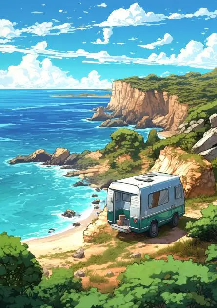 Blue Cabin Beach & Forest Canvas Wall Art