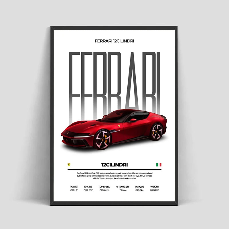 Red Performance Sports Car Canvas Wall Art