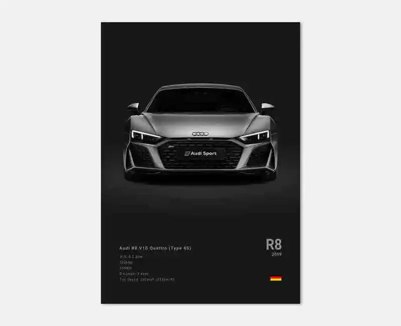 German Supercars Canvas Wall Art – RS3, R8, C8, GTR