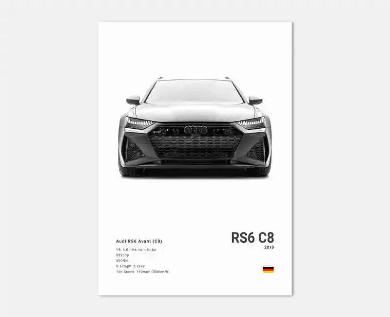 German Supercars Canvas Wall Art – RS3, R8, C8, GTR