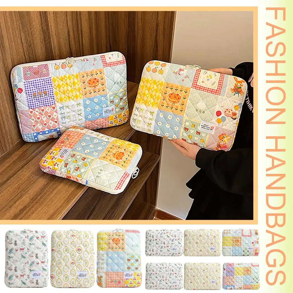 11/13/15 Inch Flower Pattern Laptop Sleeve Case Bag Shockproof Computer Cover Bag Laptop Protective Bag for MacBook Air Ipad