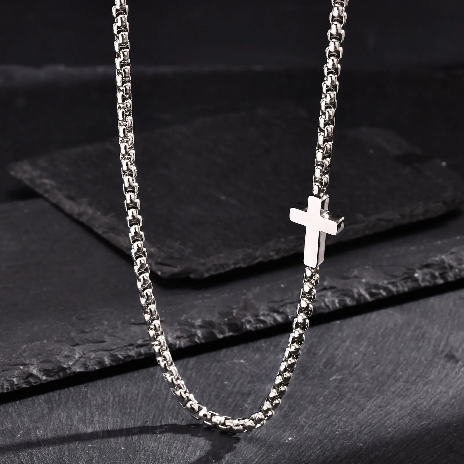 Modern Side Cross Necklace