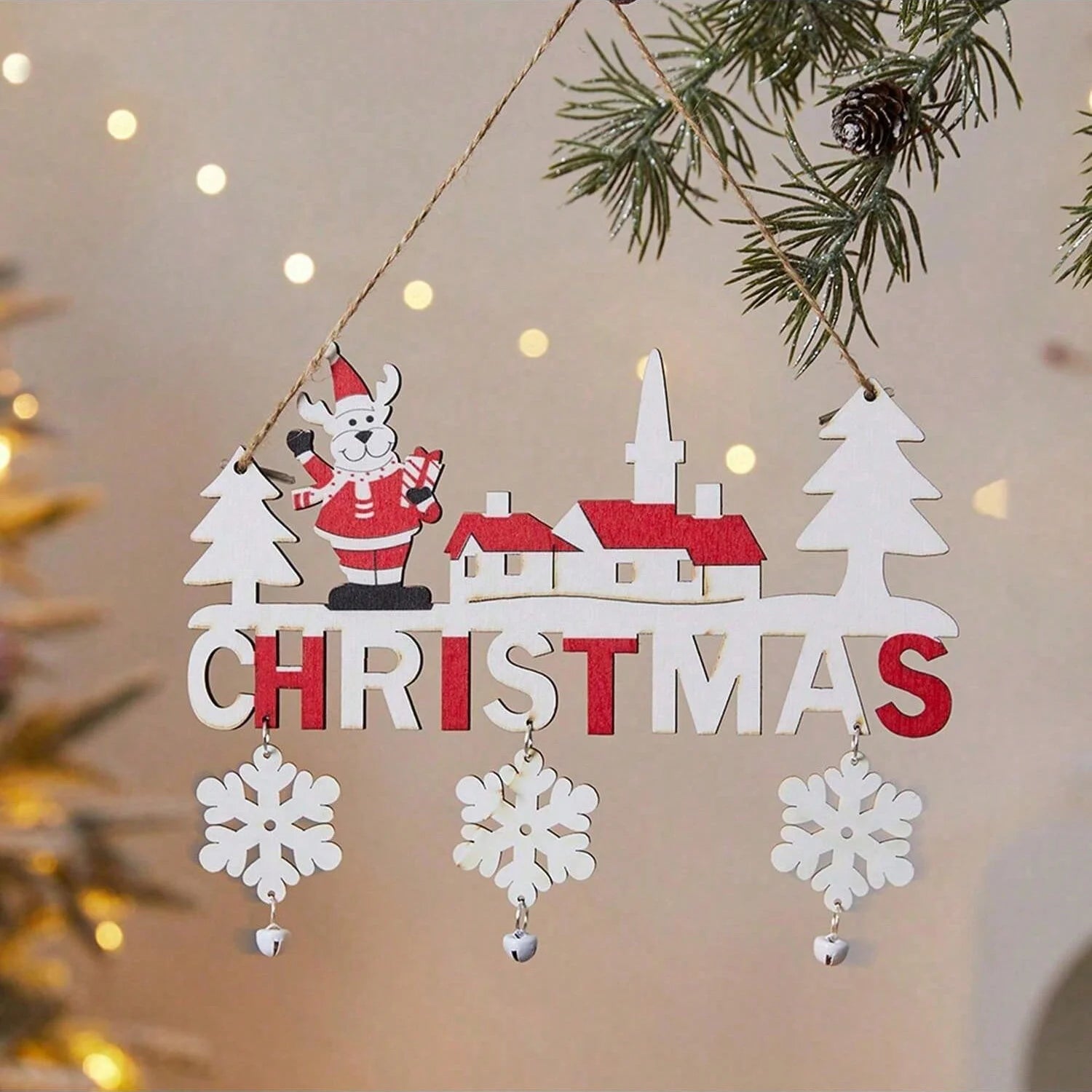 1PC Wooden Christmas Pendant