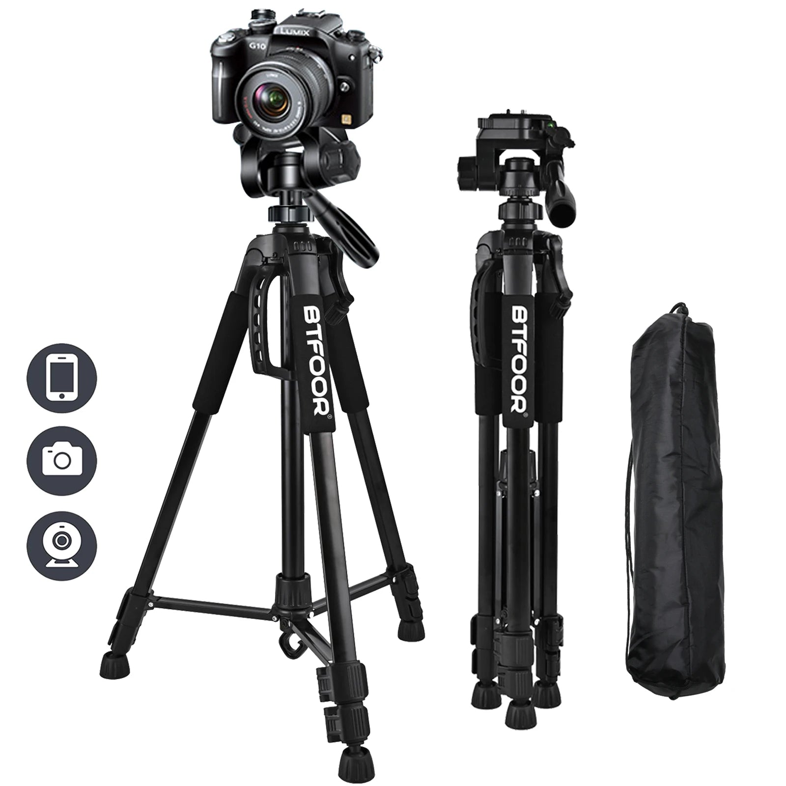 55" Aluminum Travel Self-Tripod for Cameras & Phones