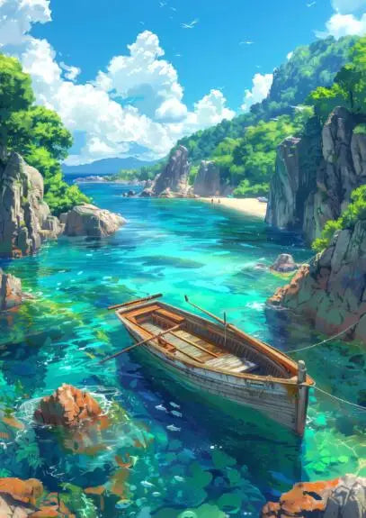 Blue Cabin Beach & Forest Canvas Wall Art