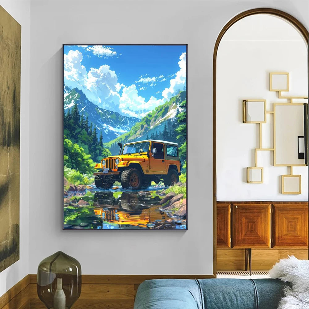 Blue Cabin Beach & Forest Canvas Wall Art