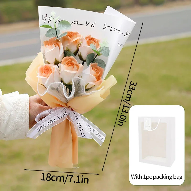 Eternal Soap Rose Bouquet Valentine Day Gifts Artificial Flowers Bouquet Graduation Bouquet Wedding Guests Gift Girlfriend Gifts