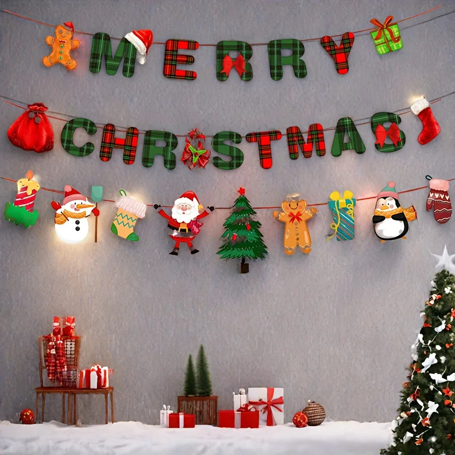 1 Set Merry Christmas Hanging Banners