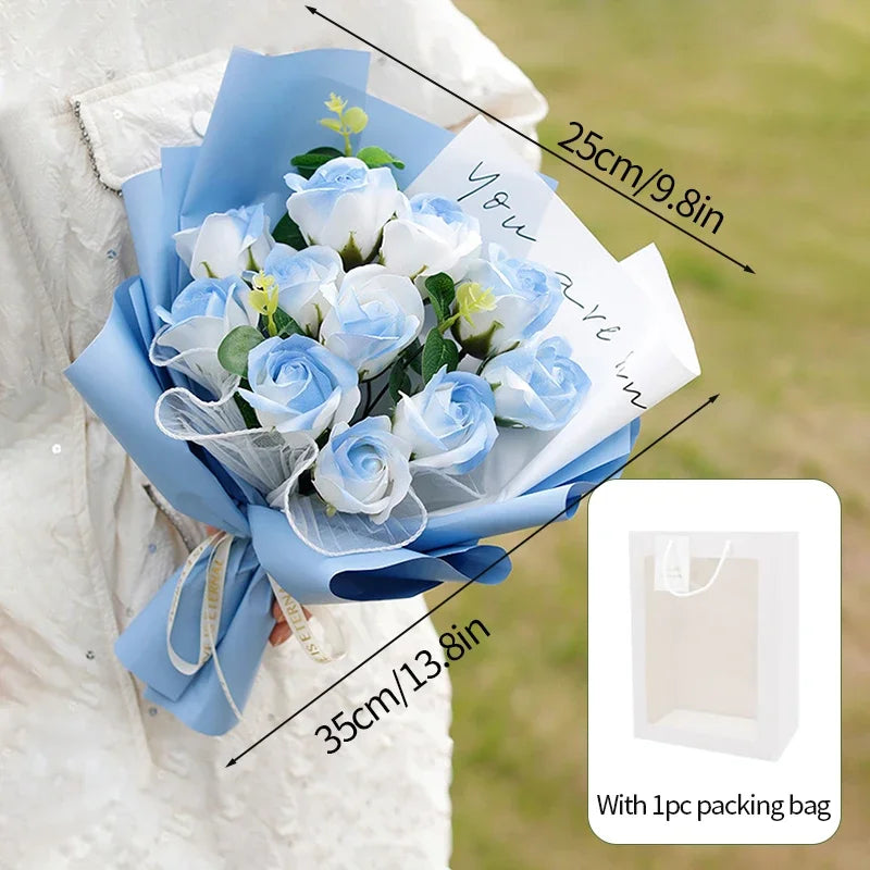 Eternal Soap Rose Bouquet Valentine Day Gifts Artificial Flowers Bouquet Graduation Bouquet Wedding Guests Gift Girlfriend Gifts