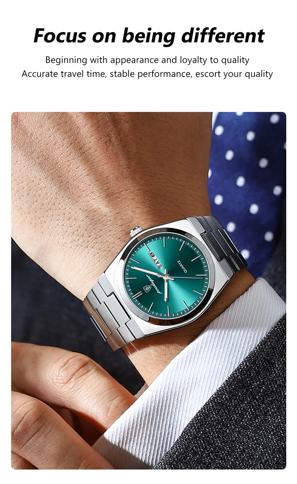 POEDAGAR Luxury Men's Stainless Steel Sport Watch